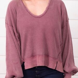 Free People Buttercup Thermal XL Smoky Wings Scoop Neck Oversized